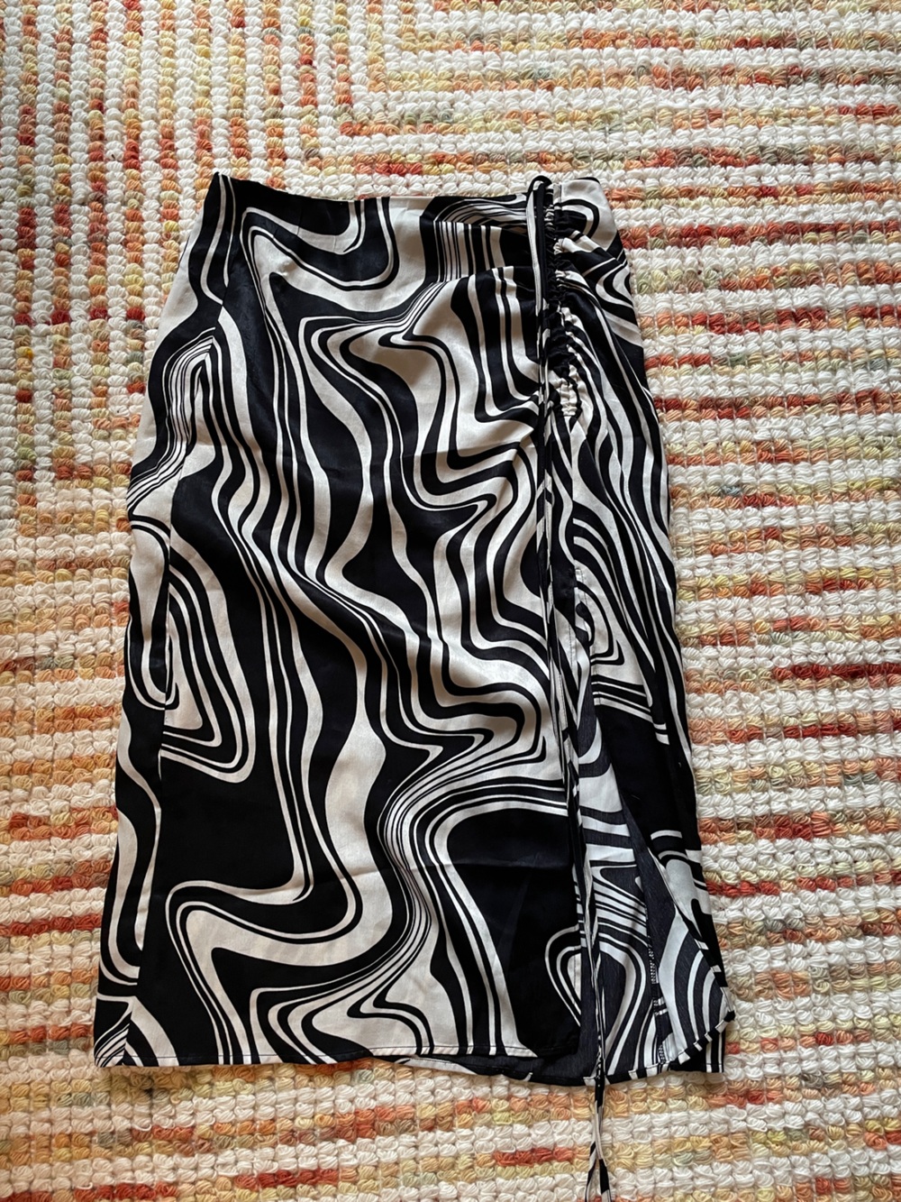 Black and White Swirl Midi Skirt